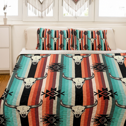 Shineful All Season Quilt 3-Piece Set Native Sacred Buffalo