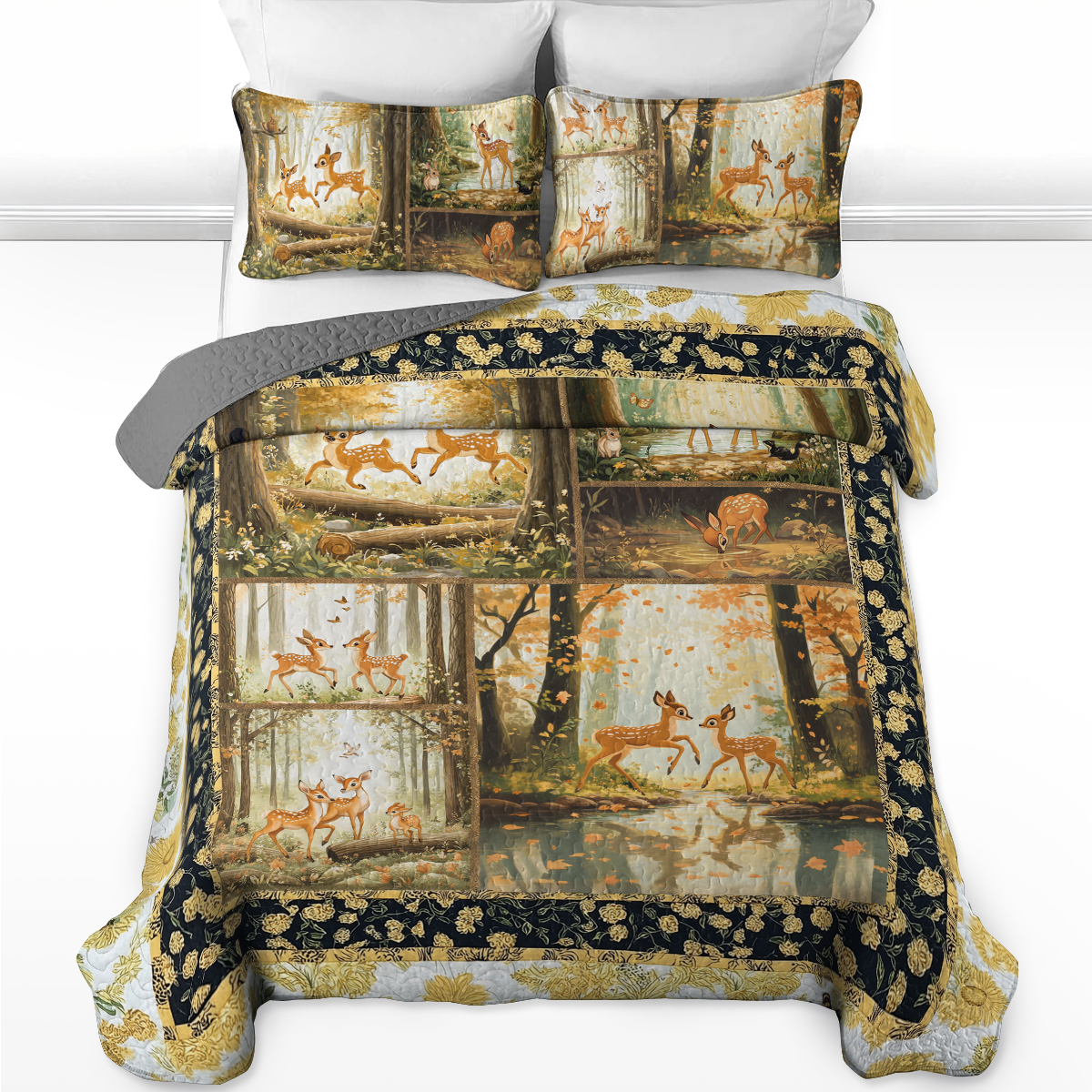Shineful All Season Quilt 3-Piece Set Woodland Deer Dreams
