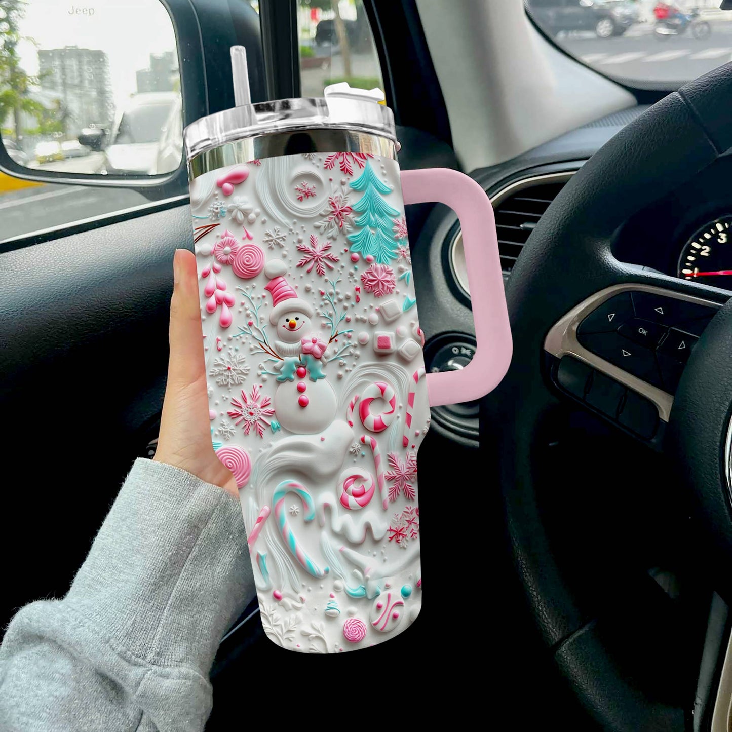 Shineful Glossy Tumbler Cute Snowman Lovely