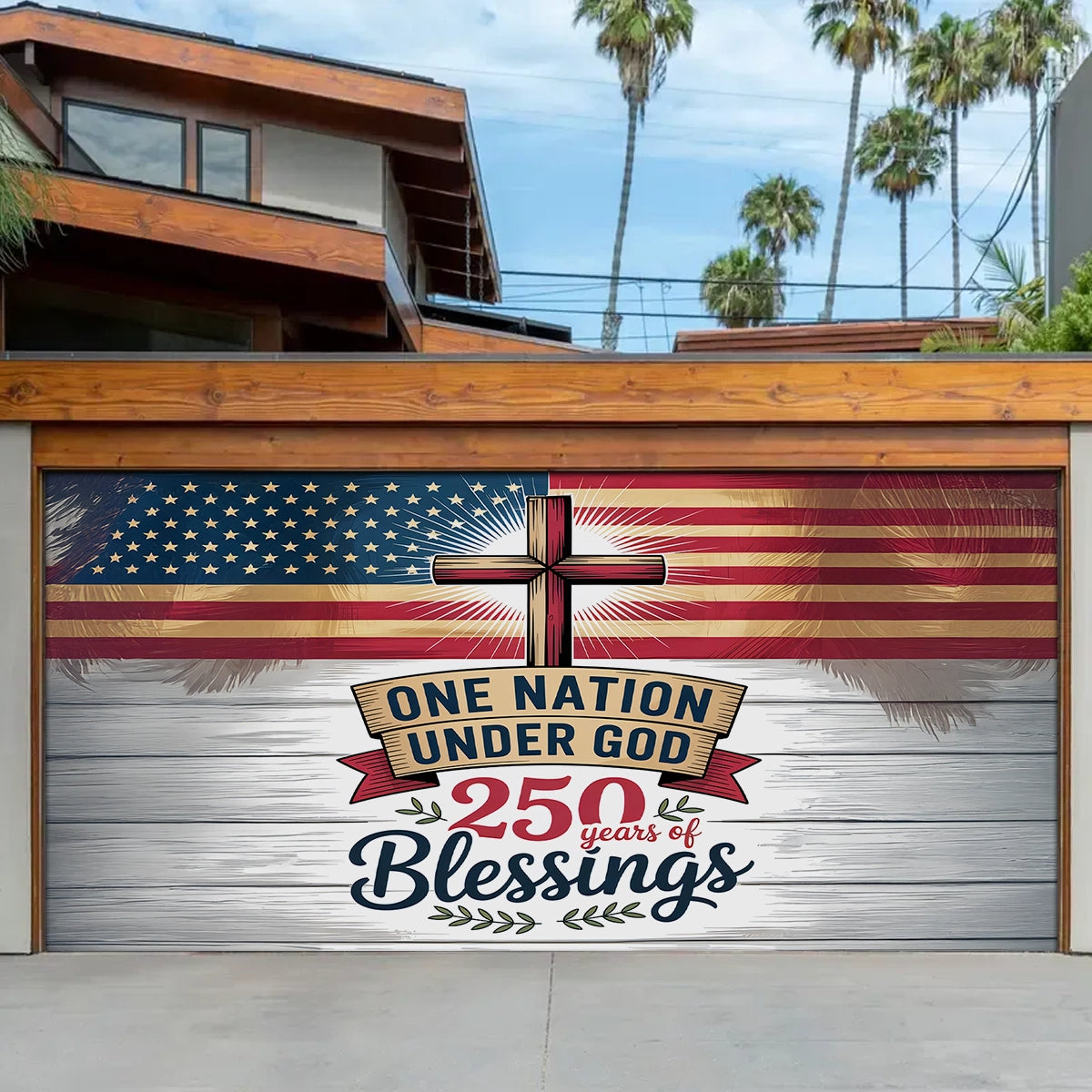 Shineful Garage Door Banner Decoration Faith Over America