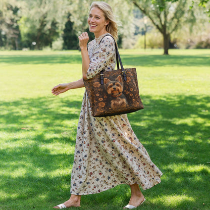 Shineful Leather Tote Bag Timeless Yorkie Charm