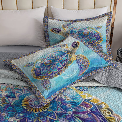 Shineful All Season Quilt 3 - Piece Set Mandala Turtle