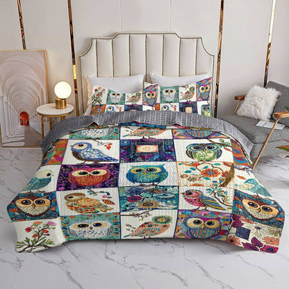 Shineful All Season Quilt 3-Piece Set Owllife
