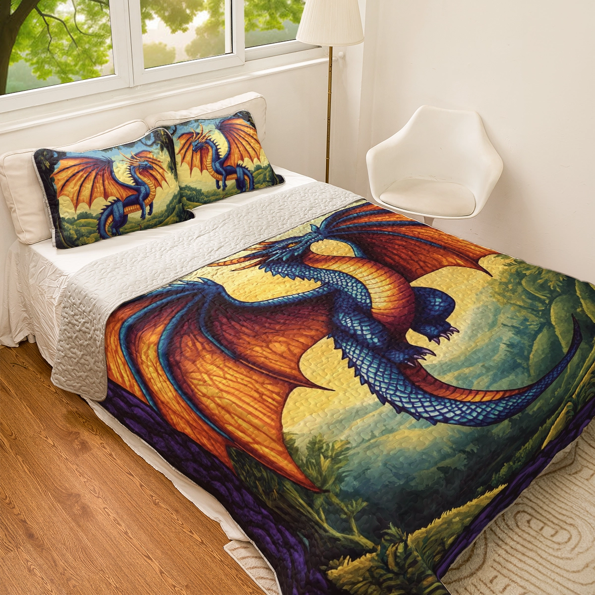 Shineful All Season Quilt 3-Piece Set - Mystical Blaze Dragon
