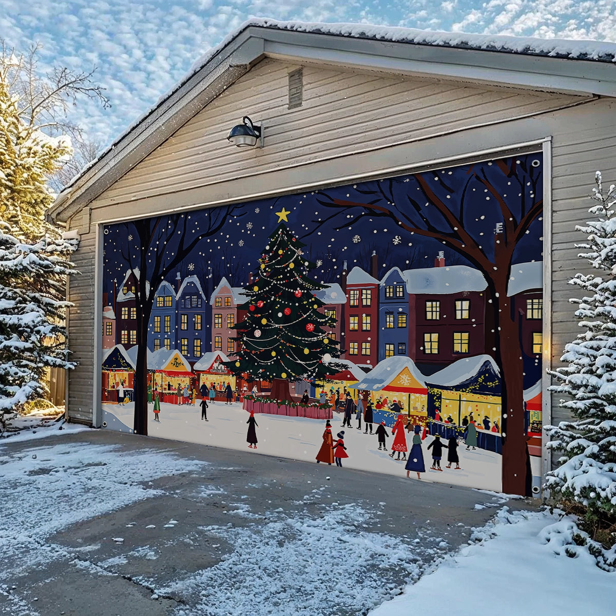 Shineful Garage Door Banner Decoration - Christmas Market