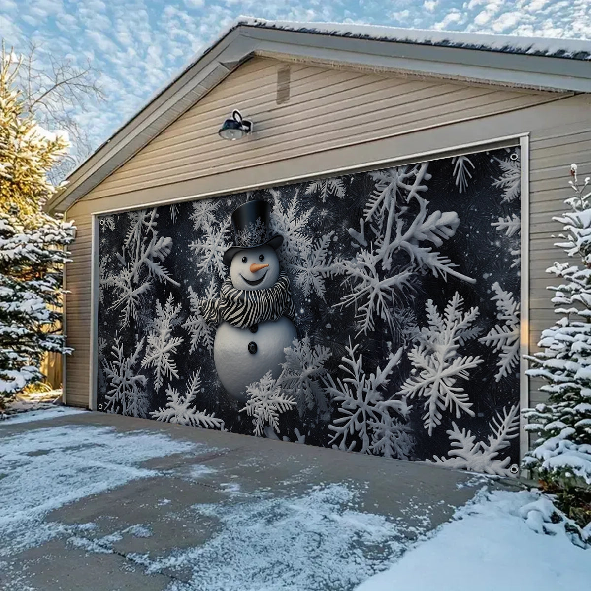Shineful Garage Door Banner Decoration Frosty Welcome