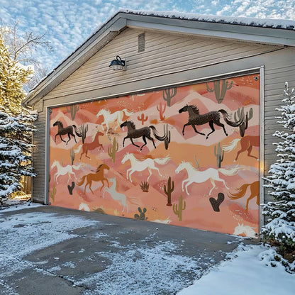 Shineful Garage Door Banner Decoration Desert Gallop