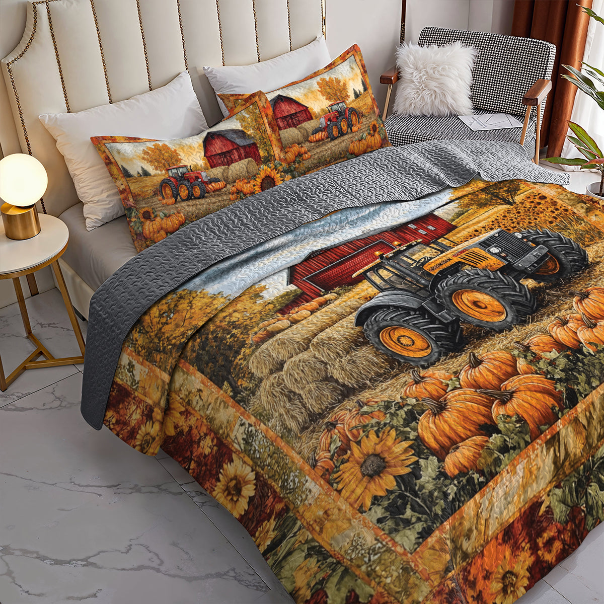 Shineful All Season Quilt 3-Piece Set Autumn Harvest Farm