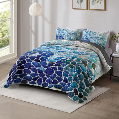Shineful All Season Quilt 3-Piece Set Ocean Pebbles