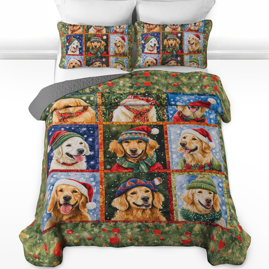 Shineful All Season Quilt 3-Piece Set - Snowy Golden Moments