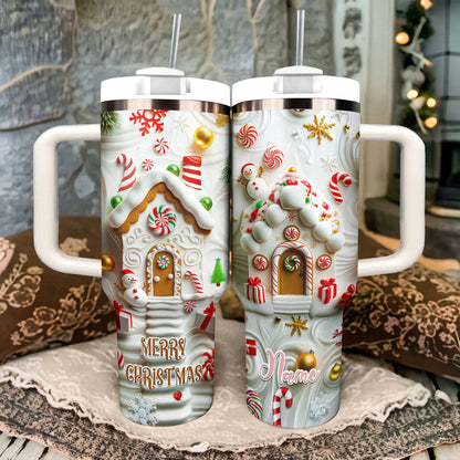Shineful Glossy Tumbler Personalized Gingerbread Cottage