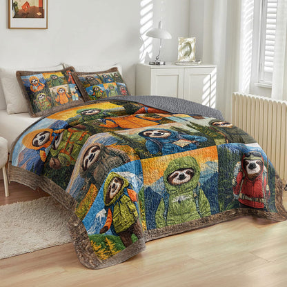 Shineful All Season Quilt 3-Piece Set Wilderness Sloth Hikers