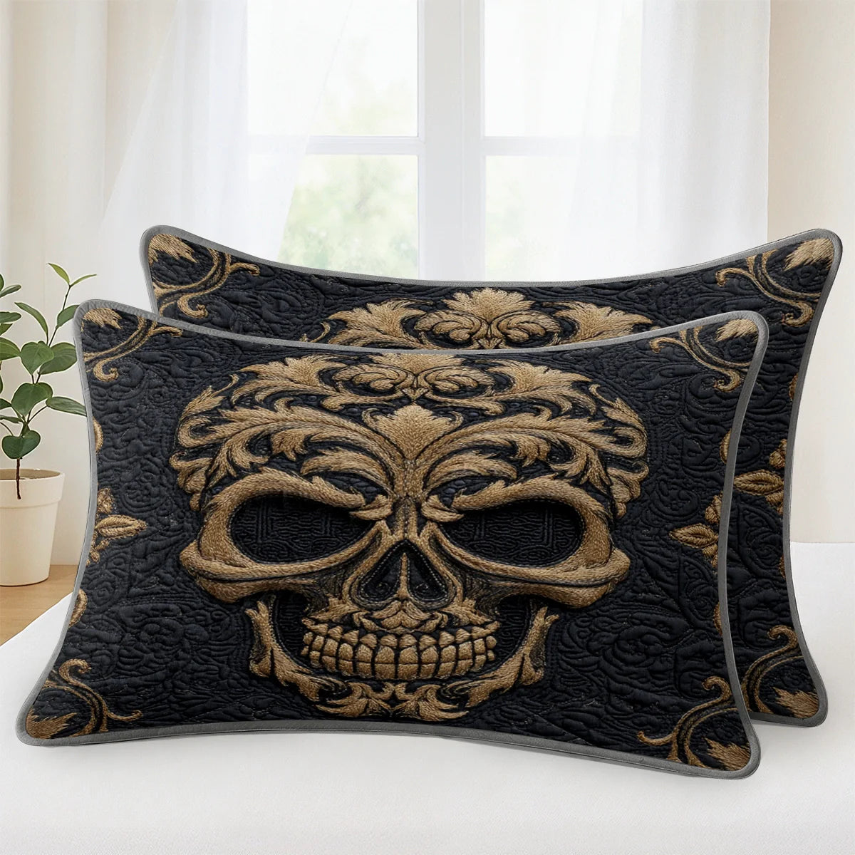 Shineful Quilt 3-Piece Set Baroque Skull Majesty