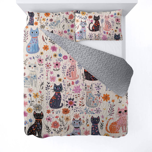 Shineful All Season Quilt 3-Piece Set Catty Blooms