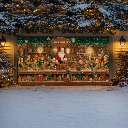 Shineful Garage Door Banner Decoration Santa’s Classic Toy Workshop