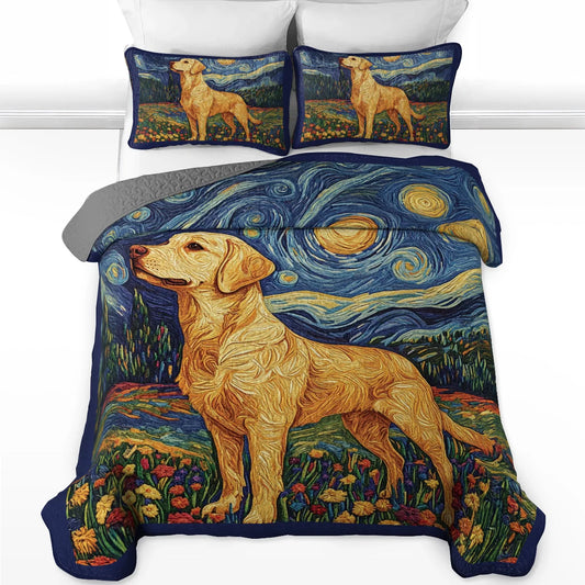 Shineful All Season Quilt 3-Piece Set - Wishing on a Star with My Labrador