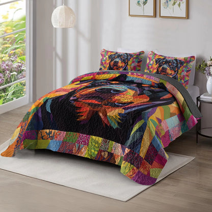 Shineful All Season Quilt 3-Piece Set - Vibrant Rottie