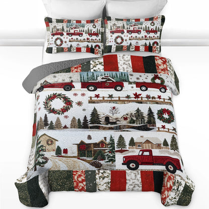 Shineful All Season Quilt 3-Piece Set Christmas Country Truck