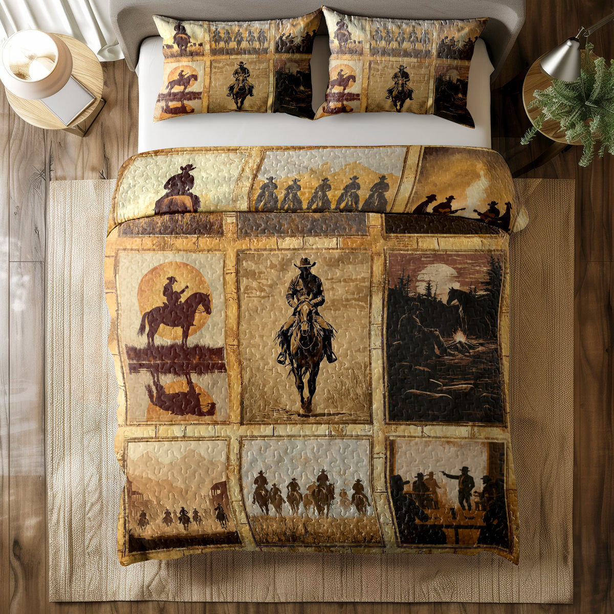 Shineful All Season Quilt 3-Piece Set Cowboy Life