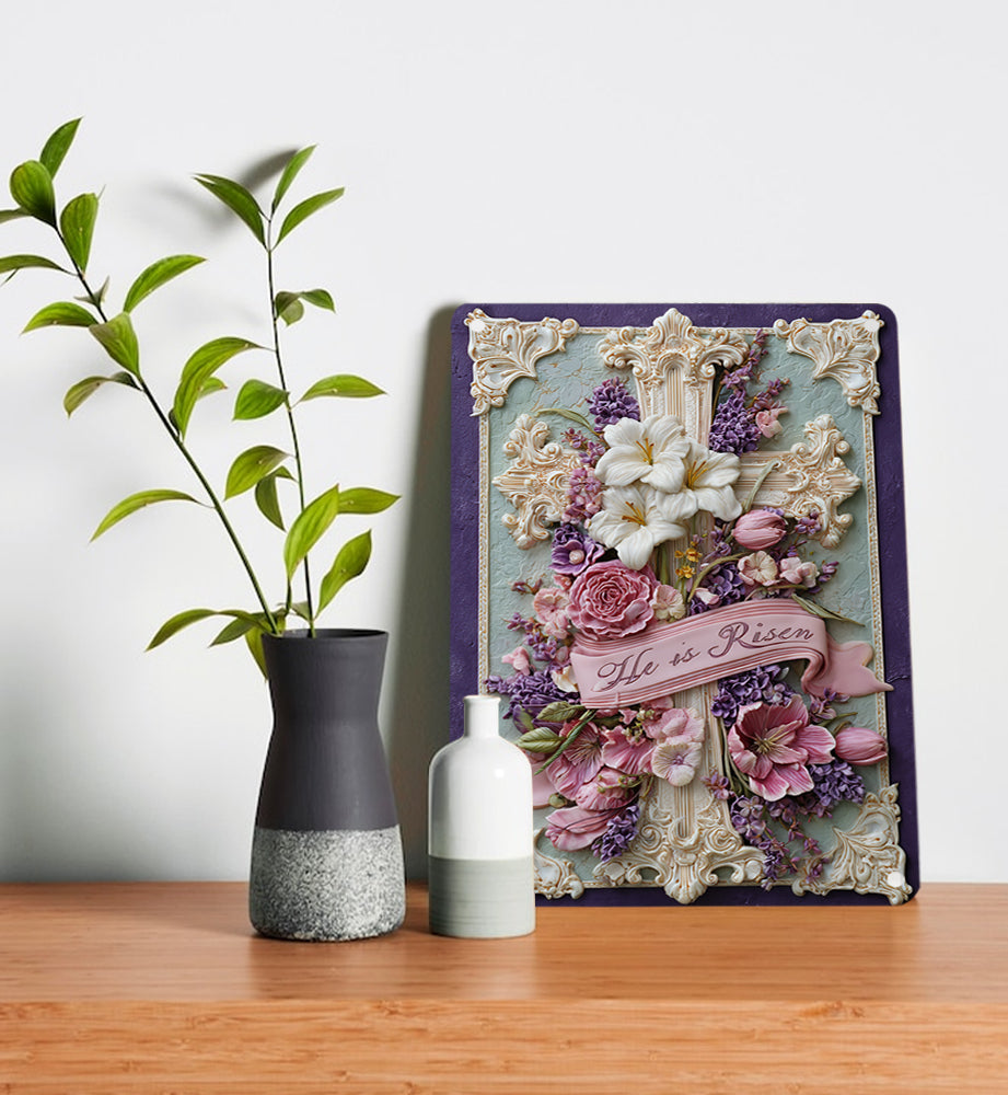 Shineful 2D Metal Sign Vintage Floral Cross