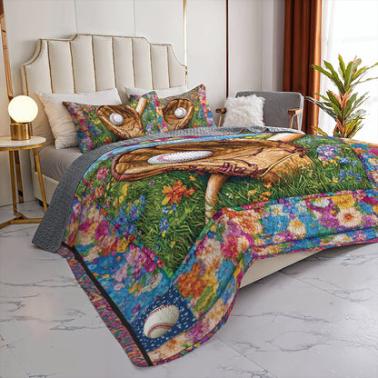 Shineful All Season Quilt 3-Piece Set - Field of Dreams Baseball