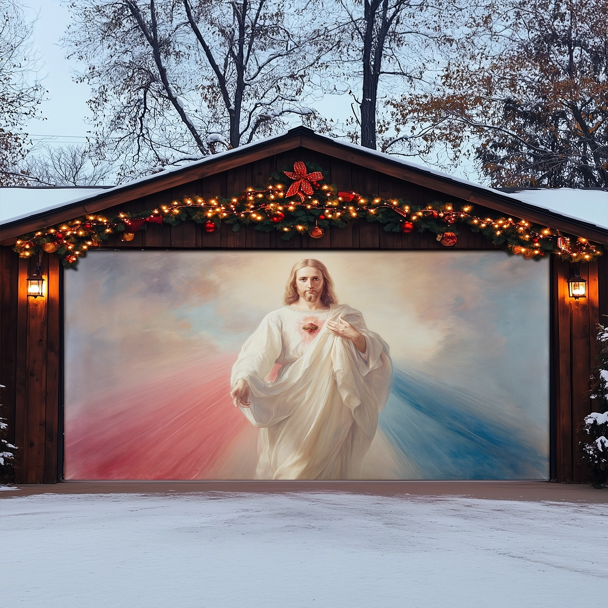 Shineful Garage Door Banner Decoration Divine Mercy Revealed