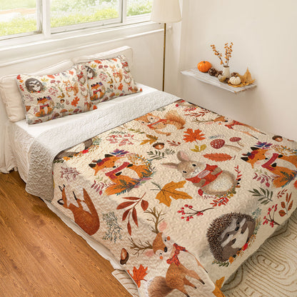 Shineful All Season Quilt 3-Piece Set Animal In Fall