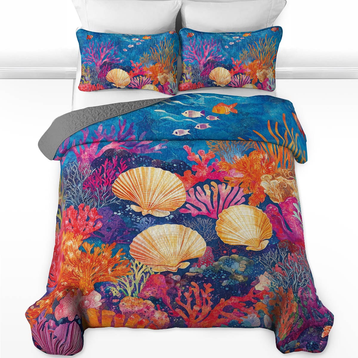 Shineful All Season Quilt 3-Piece Set - Seashell Under The Sea
