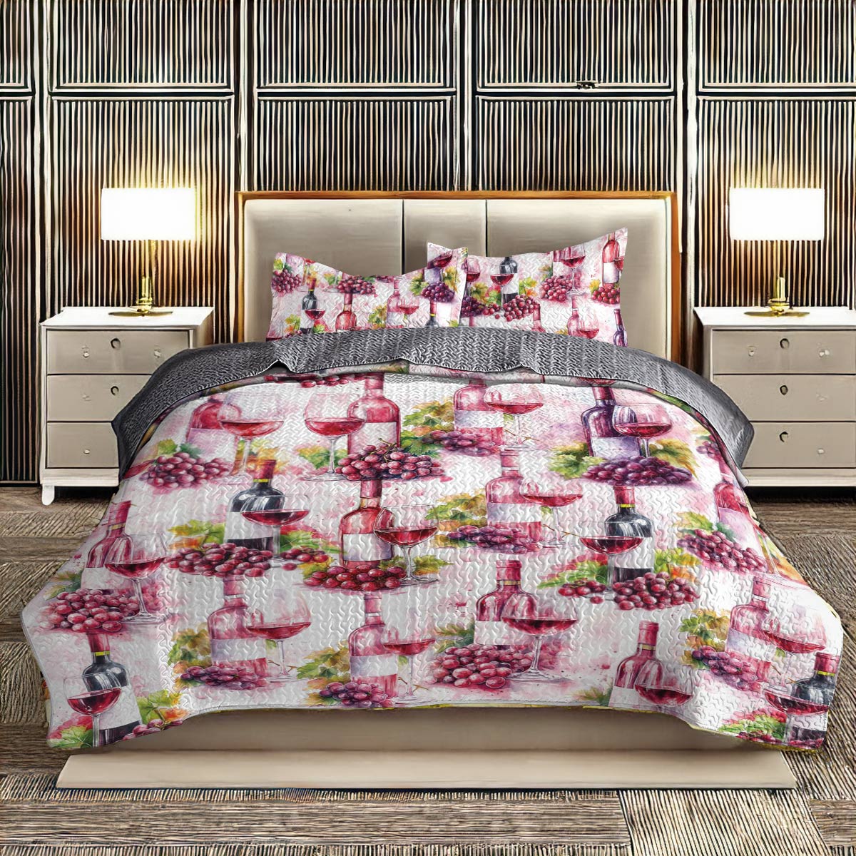Shineful All Season Quilt 3-Piece Set Grape & Wine Bliss