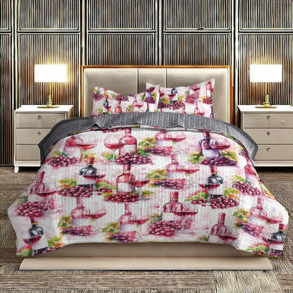 Shineful All Season Quilt 3-Piece Set Grape & Wine Bliss