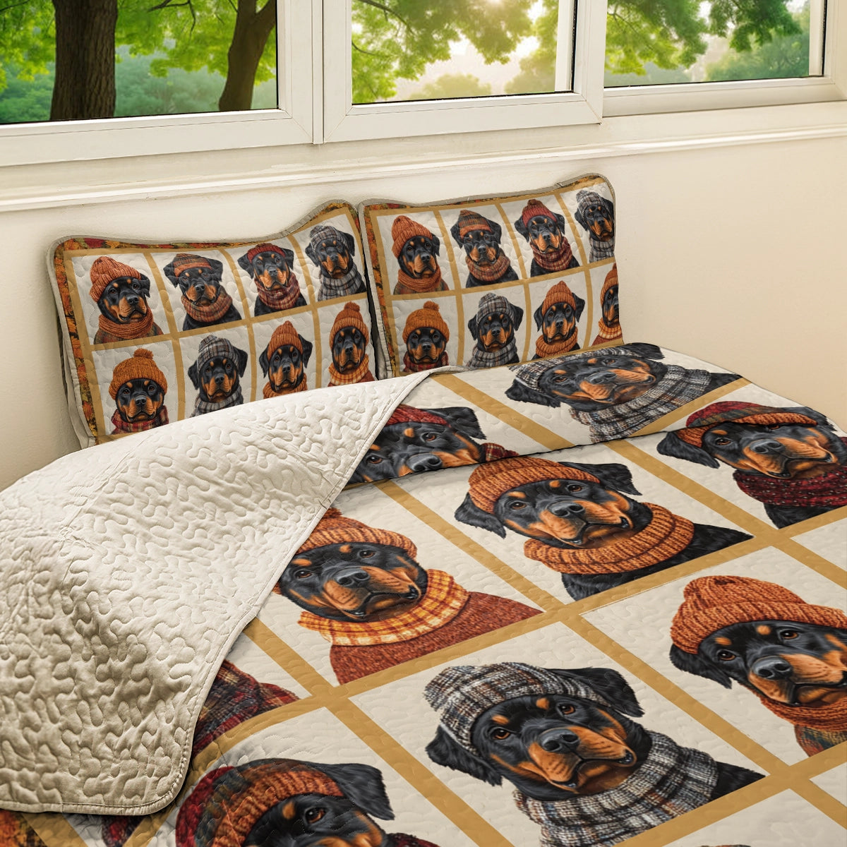 Shineful All Season Quilt 3-Piece Set - Rottie Fall Sweater