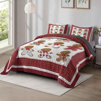 Shineful All Season Quilt 3-Piece Set Festive Christmas Gingerbread