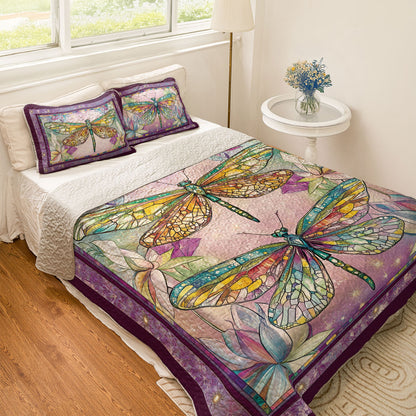 Shineful All Season Quilt 3-Piece Set Exquisite Dragonfly