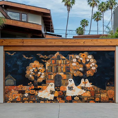 Shineful Garage Door Banner Decoration - Ghostly Books House
