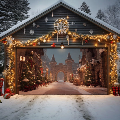 Shineful Garage Door Banner Decoration Christmas Castle Gateway