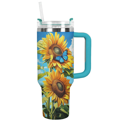 Shineful Tumbler Blue Butterfly Sunflower