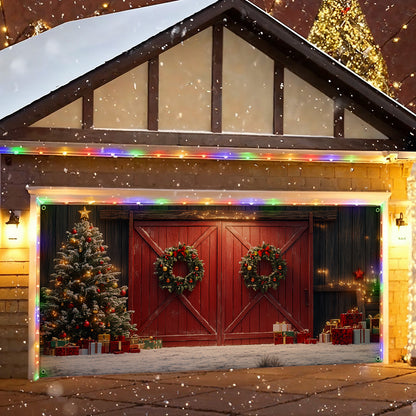 Shineful Garage Door Banner Decoration Christmas Red Barn