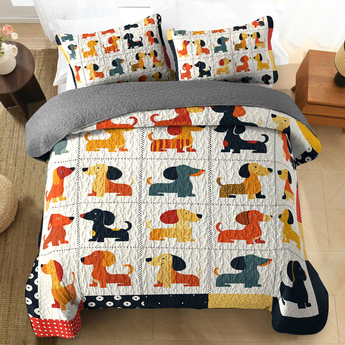 Shineful All Season Quilt 3-Piece Set Dachshund Delights