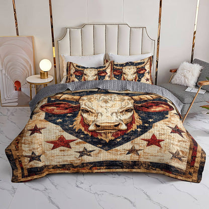 Shineful All Season Quilt 3-Piece Set Rustic Cow