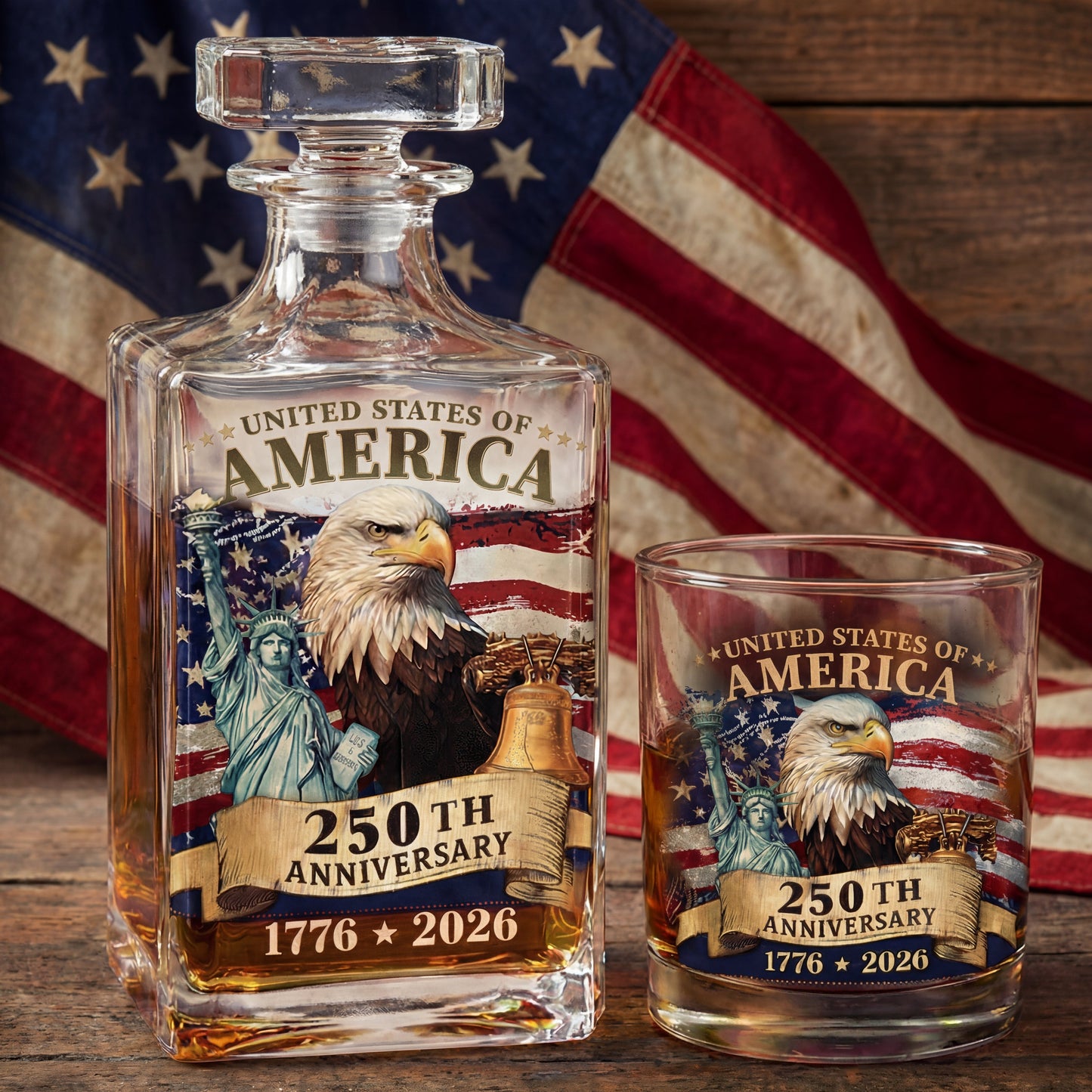 Shineful Whiskey Set American Eagle & Liberty 250th Anniversary