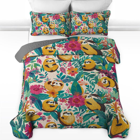 Shineful All Season Quilt 3-Piece Set Sloth Funny