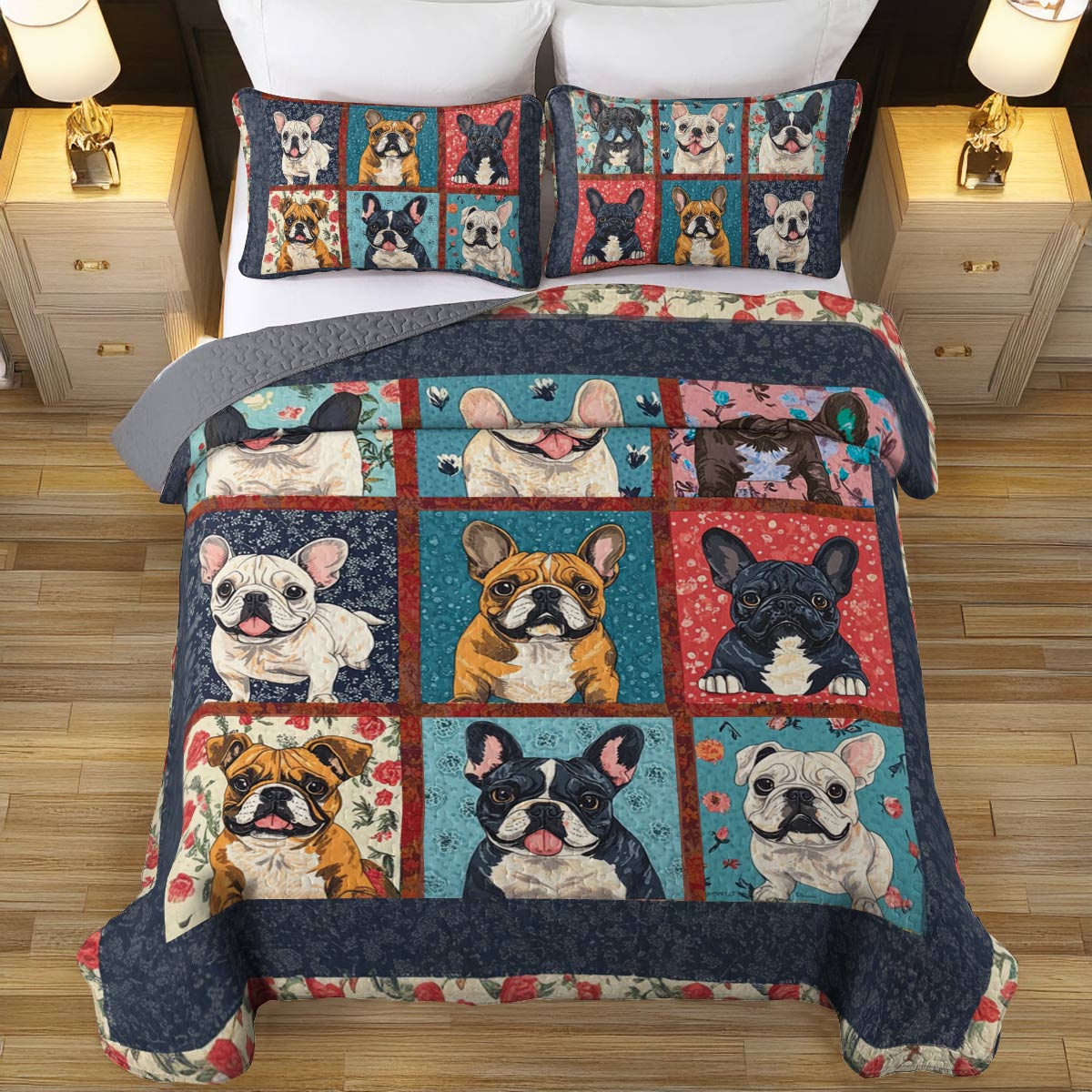 Shineful All Season Quilt 3-Piece Set Vintage Bulldogs