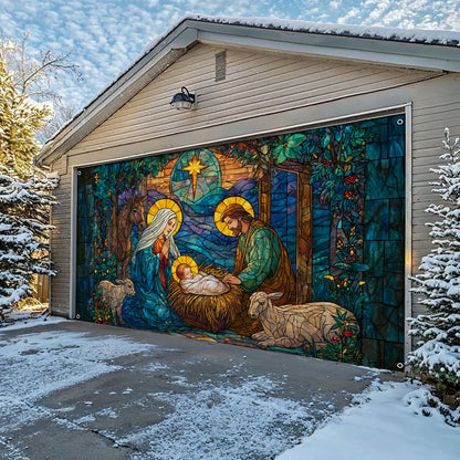 Shineful Garage Door Banner Decoration Holy Nativity