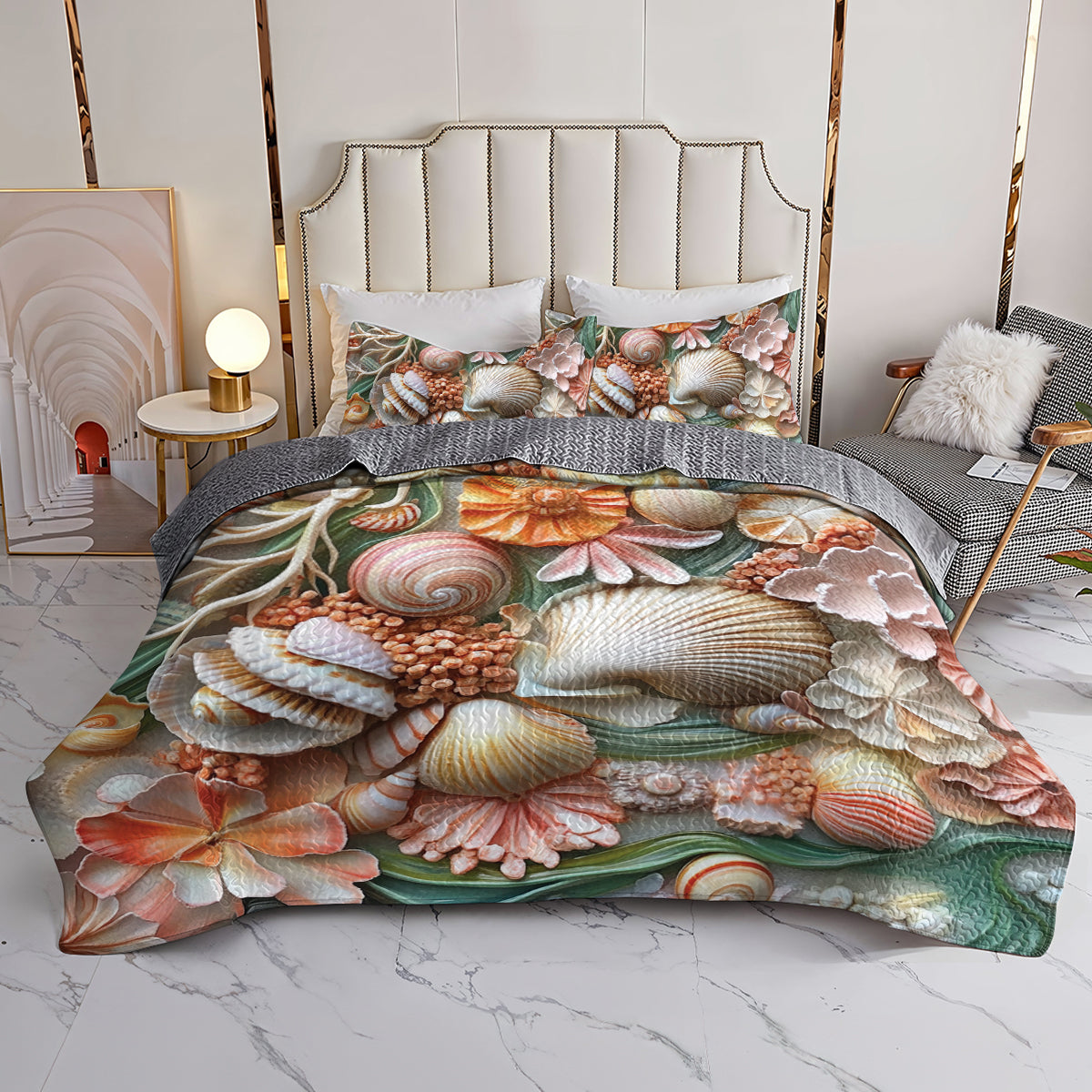 Shineful All Season Quilt 3-Piece Set Seashell Dream