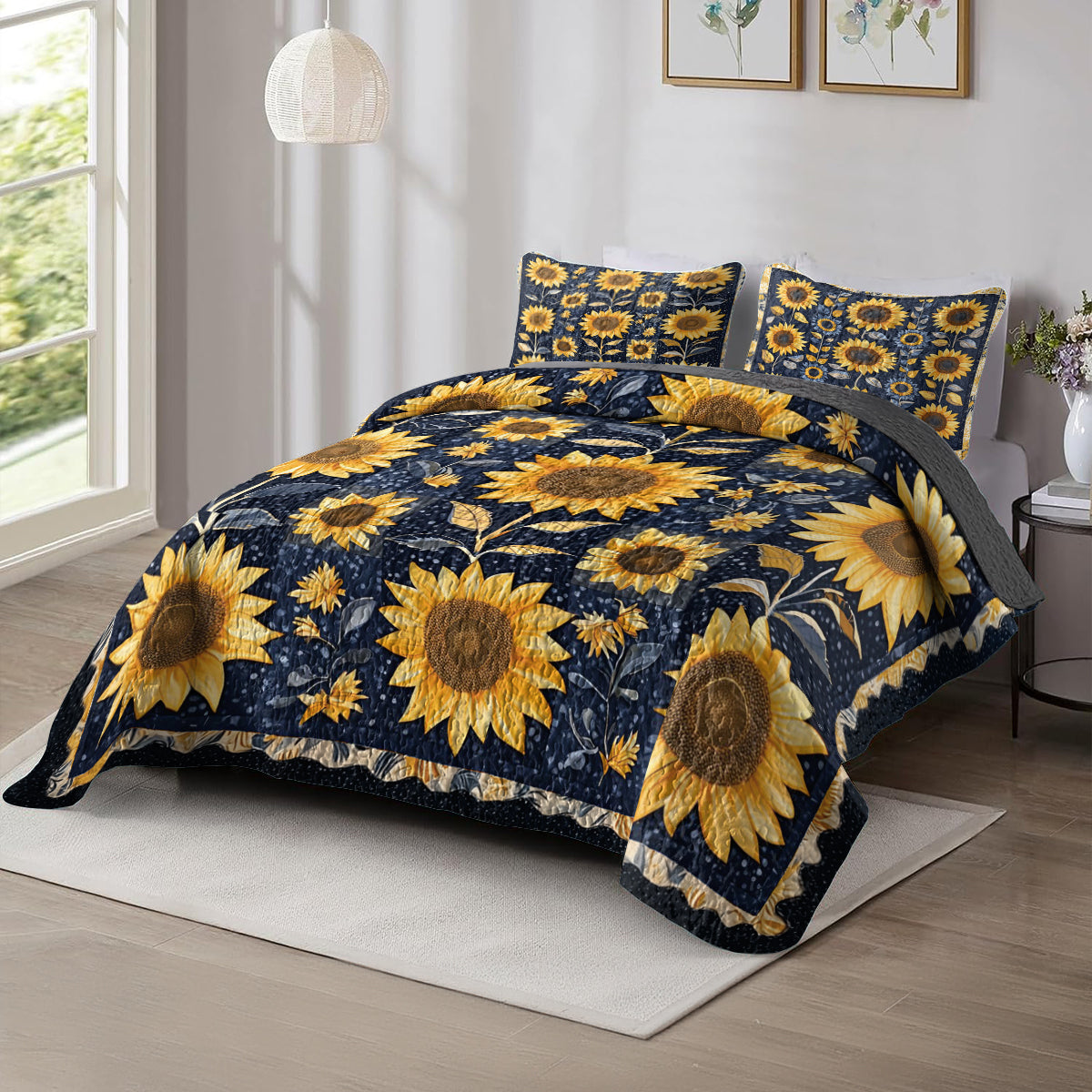 Shineful All Season Quilt 3-Piece Set Sunflower Symphony