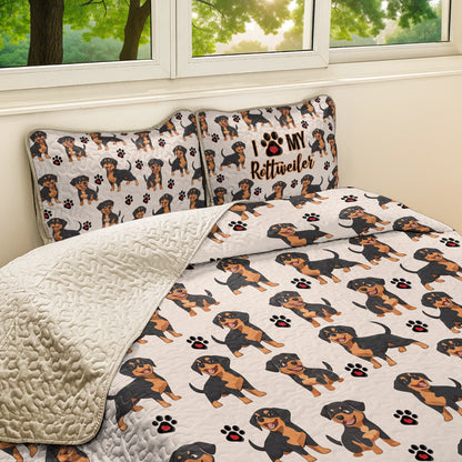 Shineful All Season Quilt 3-Piece Set - I Love My Rottweiler