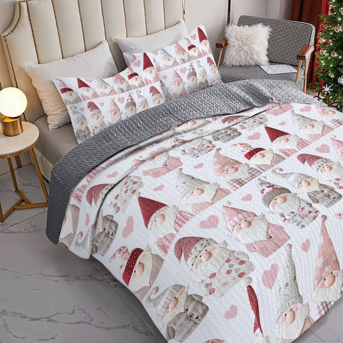 Shineful All Season Quilt 3-Piece Set Pretty Gnomes