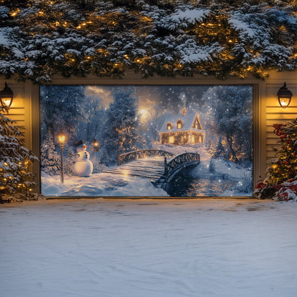Shineful Garage Door Banner Decoration Christmas Forest Night