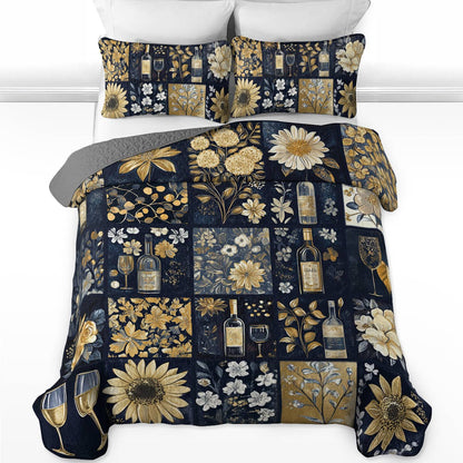 Shineful All Season Quilt 3-Piece Set Subtlety Wine Floral