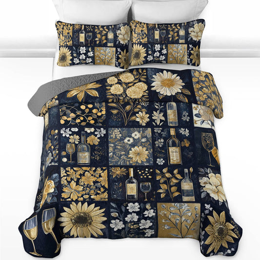 Shineful All Season Quilt 3-Piece Set Subtlety Wine Floral